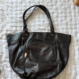 Liz Claiborne Black Leather Tote Bag